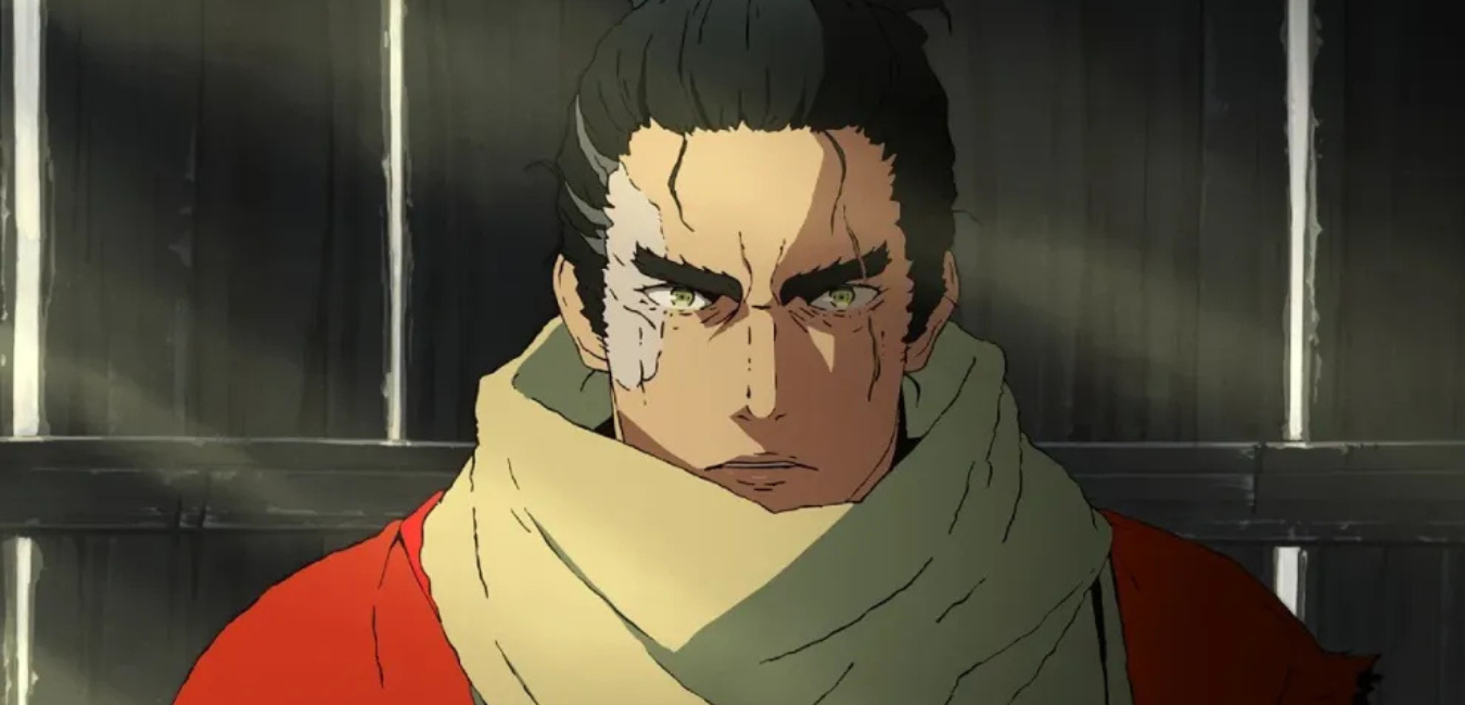 Cena do anime Sekiro mostra o shinobi em batalha sombria no Japão feudal